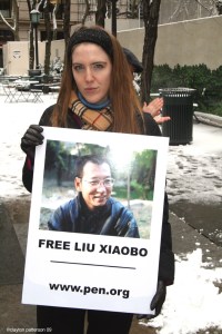 FREE Liu Xiaobo PEN demonstration NYC 42 St. Library 